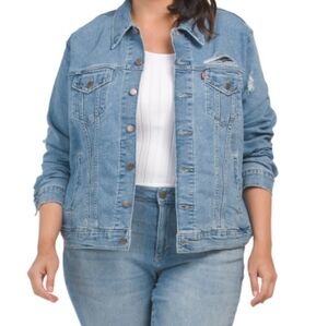 Levi's | Plus Size Ex-Boyfriend Trucker Jean Jacket Light Wash Ripped Stretch